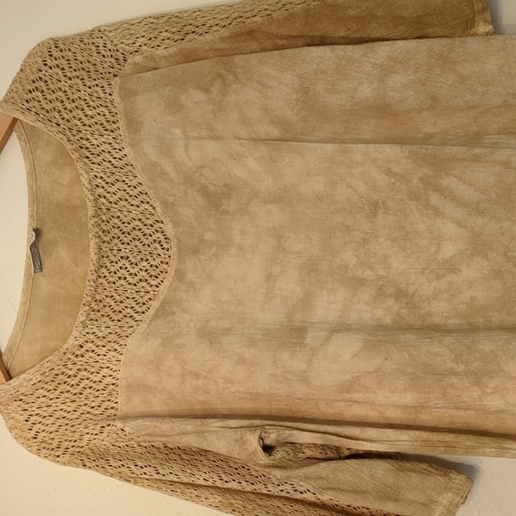 Cotton Ways Gauzy Modest Art to Wear Lagenlook Neutral color Tunic Top large - Picture 2 of 9